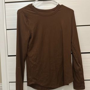 Chocolate Brown Ribbed Long Sleeve Shirt